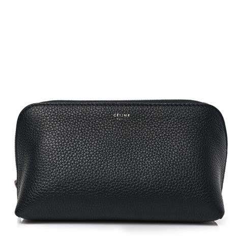 celine cosmetic case|CELINE Textured Calfskin Cosmetic Pouch Bag Black.